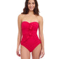 Front View of Profile By Gottex Tutti Frutti Bandeau Ruffle One Piece Swimsuit | PROFILE TUTTI FRUTTI ROSE RED