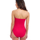 Back View Of Profile By Gottex Tutti Frutti Bandeau Ruffle One Piece Swimsuit | Profile Tutti Frutti Rose Red