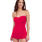 Front View Of Profile By Gottex Tutti Frutti Sweetheart Bandeau Swimdress | Profile Tutti Frutti Rose Red