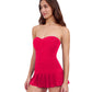 Side View Of Profile By Gottex Tutti Frutti Sweetheart Bandeau Swimdress | Profile Tutti Frutti Rose Red