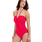 Side View of Profile By Gottex Tutti Frutti Bandeau One Piece Swimsuit | PROFILE TUTTI FRUTTI ROSE RED