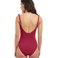 Back View Of Profile By Gottex Tutti Frutti Square Neck Ruffle One Piece Swimsuit | Profile Tutti Frutti Rose Red