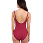 Back View Of Profile By Gottex Tutti Frutti D-Cup V-Neck Gold Beaded One Piece Swimsuit | Profile Tutti Frutti Brick