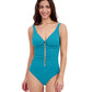 Front View Of Profile By Gottex Tutti Frutti D-Cup V-Neck Gold Beaded One Piece Swimsuit | Profile Tutti Frutti Jade