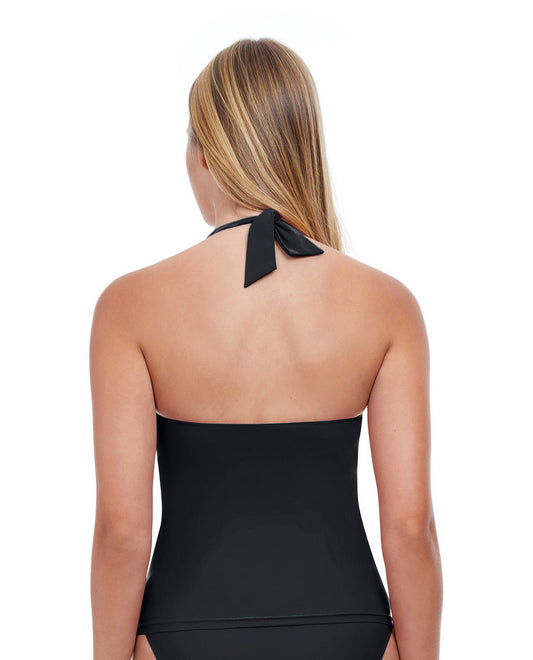 Back View Of Profile By Gottex Tutti Frutti Halter Underwire Tankini Top | PROFILE TUTTI FRUTTI BLACK