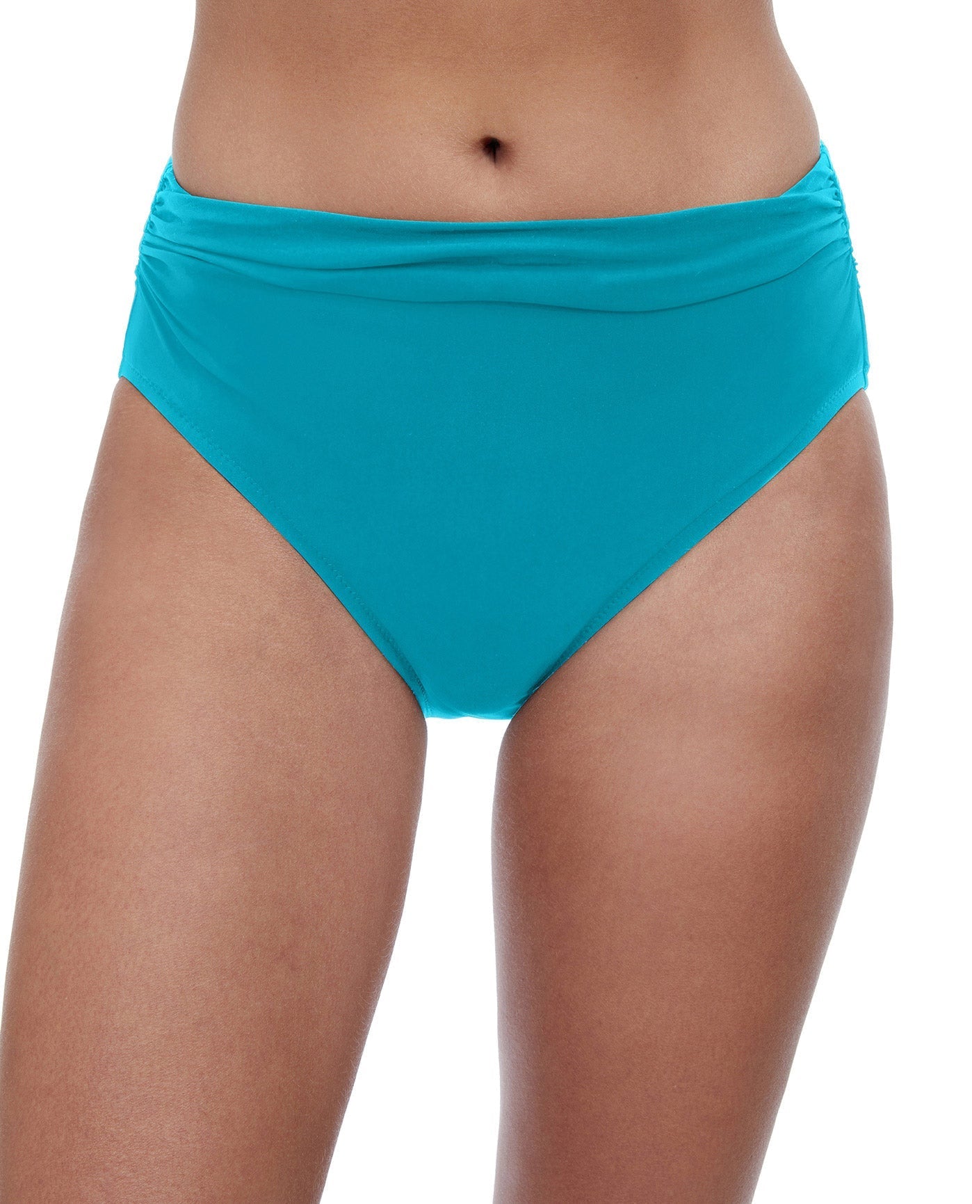 Front View Of Profile By Gottex Tutti Frutti Shirred Tankini Bottom | PROFILE TUTTI FRUTTI TURQUOISE