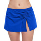 Front View Of Profile By Gottex Tutti Frutti Side Slit Cinch Swim Skirt | PROFILE TUTTI FRUTTI COBALT