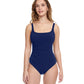 Front View Of Profile By Gottex Tutti Frutti Round Neck One Piece Swimsuit | PROFILE TUTTI FRUTTI NAVY