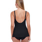 Back View Of Profile By Gottex Tutti Frutti D-Cup V-Neck Peplum One Piece Swimsuit | PROFILE TUTTI FRUTTI BLACK