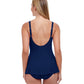 Back View Of Profile By Gottex Tutti Frutti D-Cup V-Neck Peplum One Piece Swimsuit | PROFILE TUTTI FRUTTI NAVY