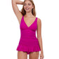 Front View Of Profile By Gottex Tutti Frutti D-Cup V-Neck Peplum One Piece Swimsuit | PROFILE TUTTI FRUTTI VIOLET