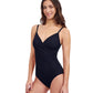 Side View of Profile By Gottex Tutti Frutti V-Neck Surplice One Piece Swimsuit | PROFILE TUTTI FRUTTI BLACK