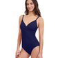 Side View of Profile By Gottex Tutti Frutti V-Neck Surplice One Piece Swimsuit | PROFILE TUTTI FRUTTI NAVY