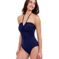 Side View of Profile By Gottex Tutti Frutti Bandeau One Piece Swimsuit | PROFILE TUTTI FRUTTI NAVY