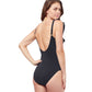 Back View Of Profile By Gottex Tutti Frutti Square Neck Ruffle One Piece Swimsuit | PROFILE TUTTI FRUTTI BLACK