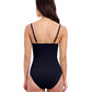 Back View of Profile By Gottex Tutti Frutti Sweetheart Twist Front One Piece Swimsuit | PROFILE TUTTI FRUTTI BLACK