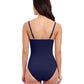 Back View of Profile By Gottex Tutti Frutti Sweetheart Twist Front One Piece Swimsuit | PROFILE TUTTI FRUTTI NAVY