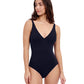 Front View of Profile By Gottex Tutti Frutti V-Neck One Piece Swimsuit | PROFILE TUTTI FRUTTI BLACK