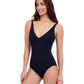 Side View of Profile By Gottex Tutti Frutti V-Neck One Piece Swimsuit | PROFILE TUTTI FRUTTI BLACK