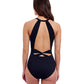 Back View of Profile By Gottex Tutti Frutti High Neck Sexy Back One Piece Swimsuit | PROFILE TUTTI FRUTTI BLACK