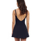 Back View of Profile By Gottex Tutti Frutti Square Neck Wrap Sarong Swimdress | PROFILE TUTTI FRUTTI BLACK