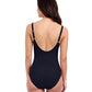 Back View of Profile By Gottex Tutti Frutti V-Neck Gold Beaded One Piece Swimsuit | PROFILE TUTTI FRUTTI BLACK