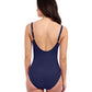 Back View of Profile By Gottex Tutti Frutti V-Neck Gold Beaded One Piece Swimsuit | PROFILE TUTTI FRUTTI NAVY