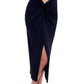 Side View of Profile By Gottex Tutti Frutti Long Twist Knot Pull On Cover Up Skirt | PROFILE TUTTI FRUTTI BLACK