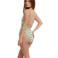 Back View Of Flirtt Let's Geo Open Back One Piece | Flirtt Lets Geo Multi Green