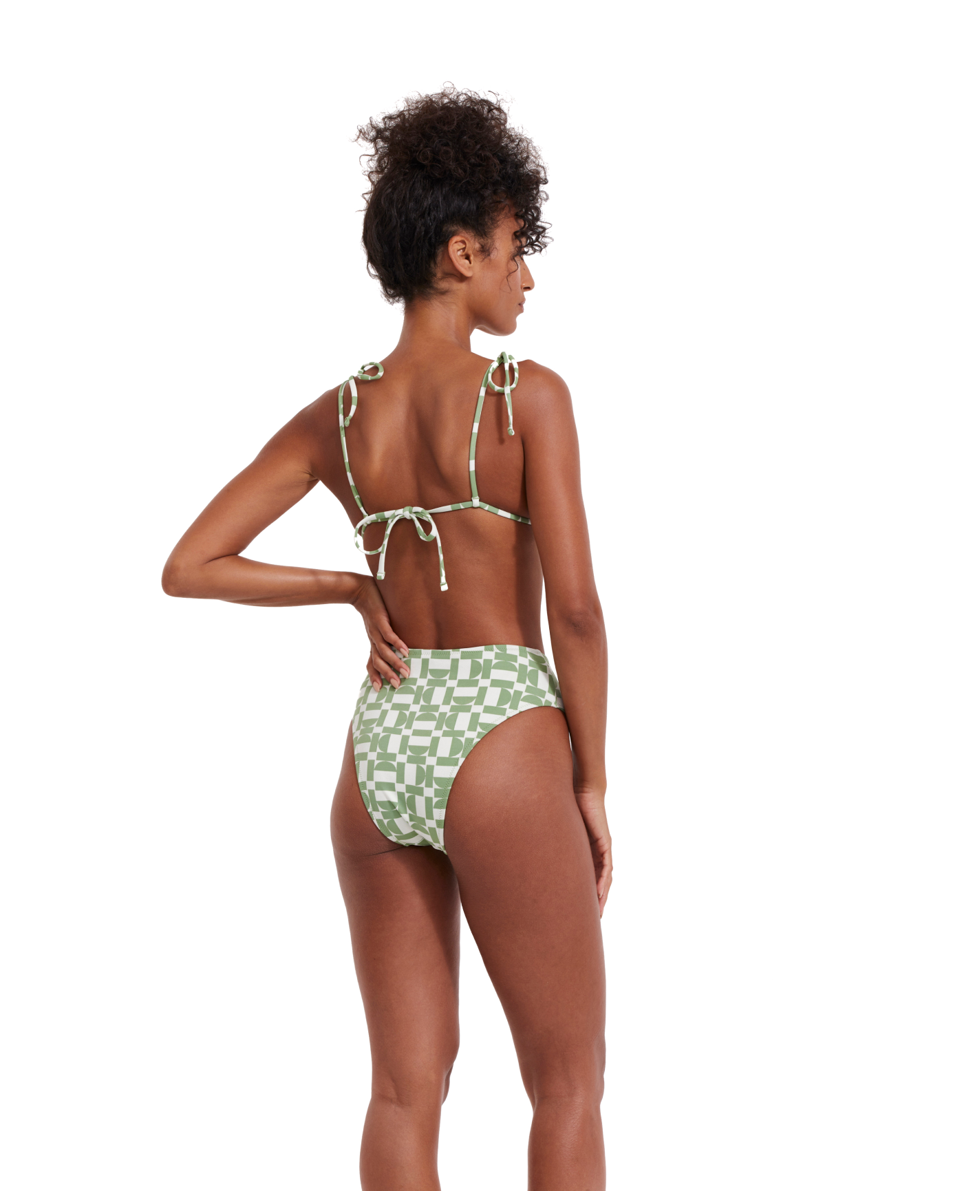 Back View Of Flirtt Let's Geo Triangle Bikini Top | Flirtt Lets Geo Multi Green