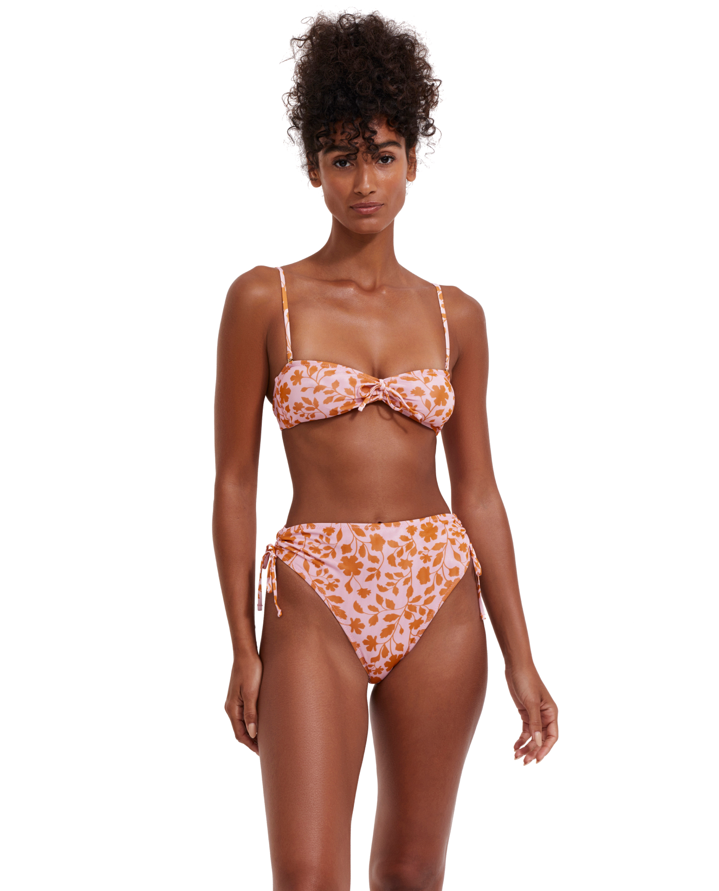 Front View Of Flirtt Lolita Bandeau Bikini Top | Flirtt Lolita Pink Orange