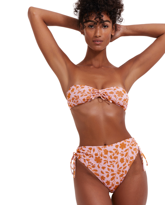 Front View Of Flirtt Lolita Bandeau Bikini Top | Flirtt Lolita Pink Orange