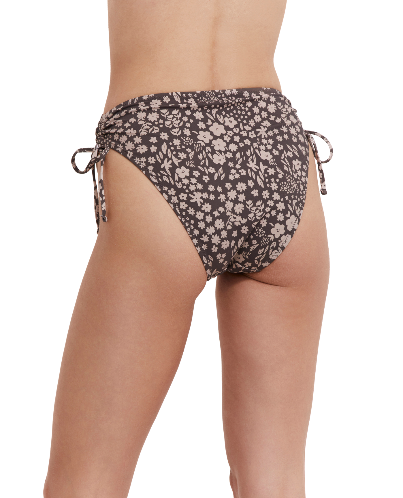 Back View Of Flirtt Bella Flora Adjustable High Rise Swim Bottom | Flirtt Bella Flora Multi Brown