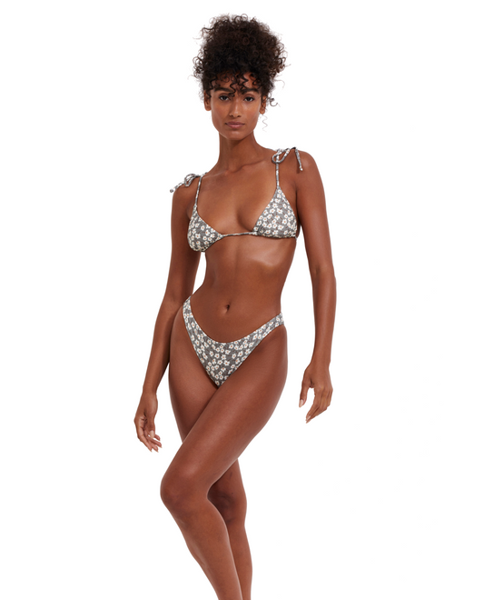 Front View Of Flirtt Field Of Dreams Triangle Bikini Top | Flirtt Field of Dreams Multi Dusk Green