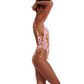 Side View Of Flirtt Vintage Florals Scoop Neck Adjustable One Piece | Flirtt Vintage Florals Multi