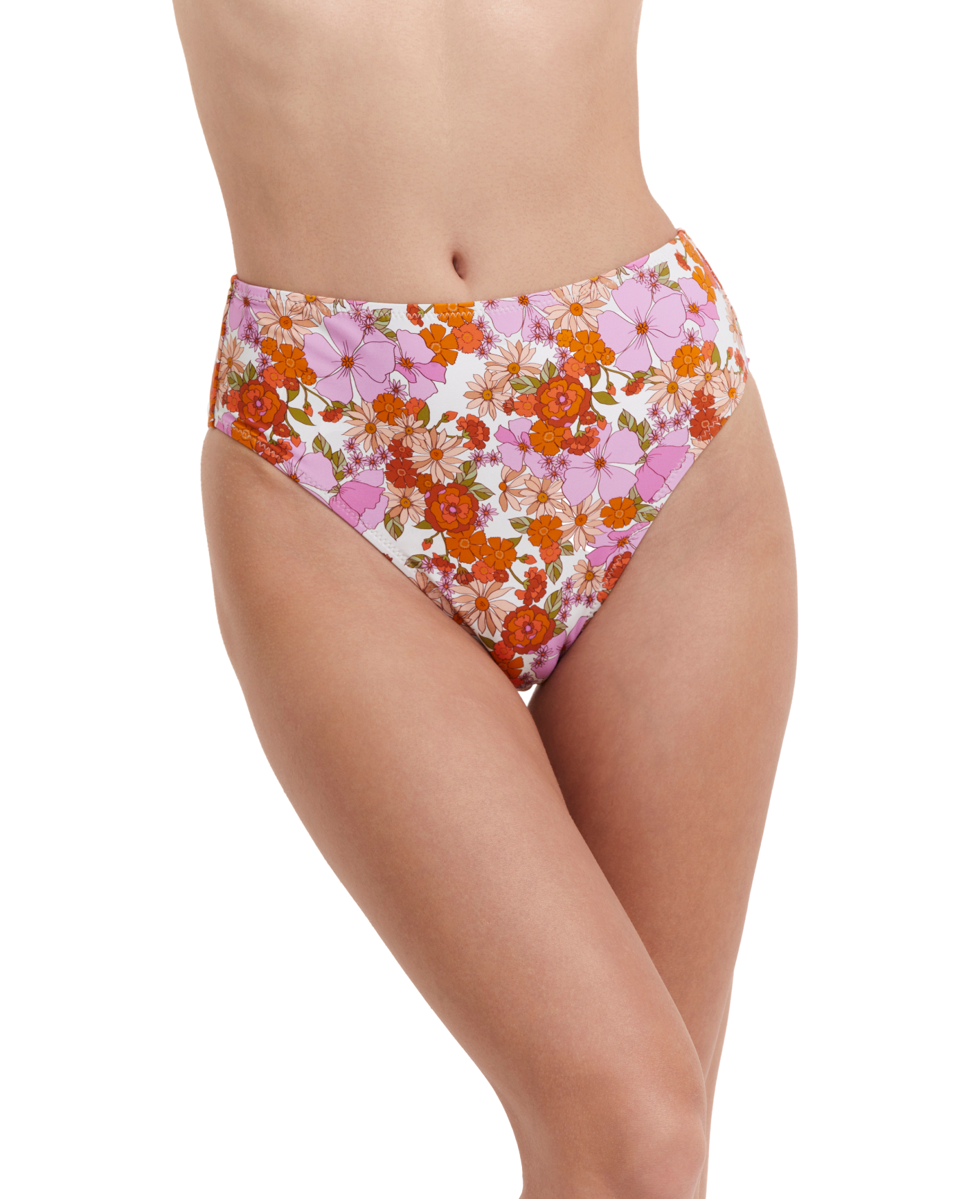 Front View Of Flirtt Vintage Florals High Rise Swim Bottom | Flirtt Vintage Florals Multi