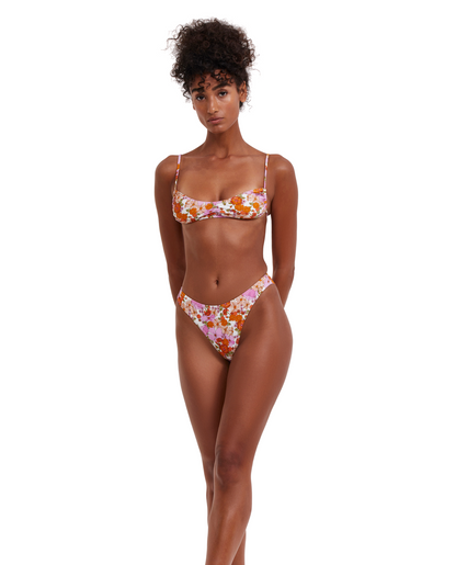 Front View Of Flirtt Vintage Florals V Neck Bralette Bikini Top | Flirtt Vintage Florals Multi