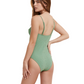 Back View Of Flirtt Spring Days Textured Underwire One Piece | Flirtt Spring Days Dusk Green