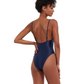 Back View Of Flirtt Satin Touch Triangle Cut Out One Piece | Flirtt Satin Touch Navy