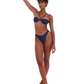 Side View Of Flirtt Satin Touch Molded Cups Halter Bikini Top | Flirtt Satin Touch Navy