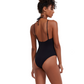 Back View Of Flirtt Solid Deep Plunge Cut Out Halter One Piece | Flirtt Solid Black