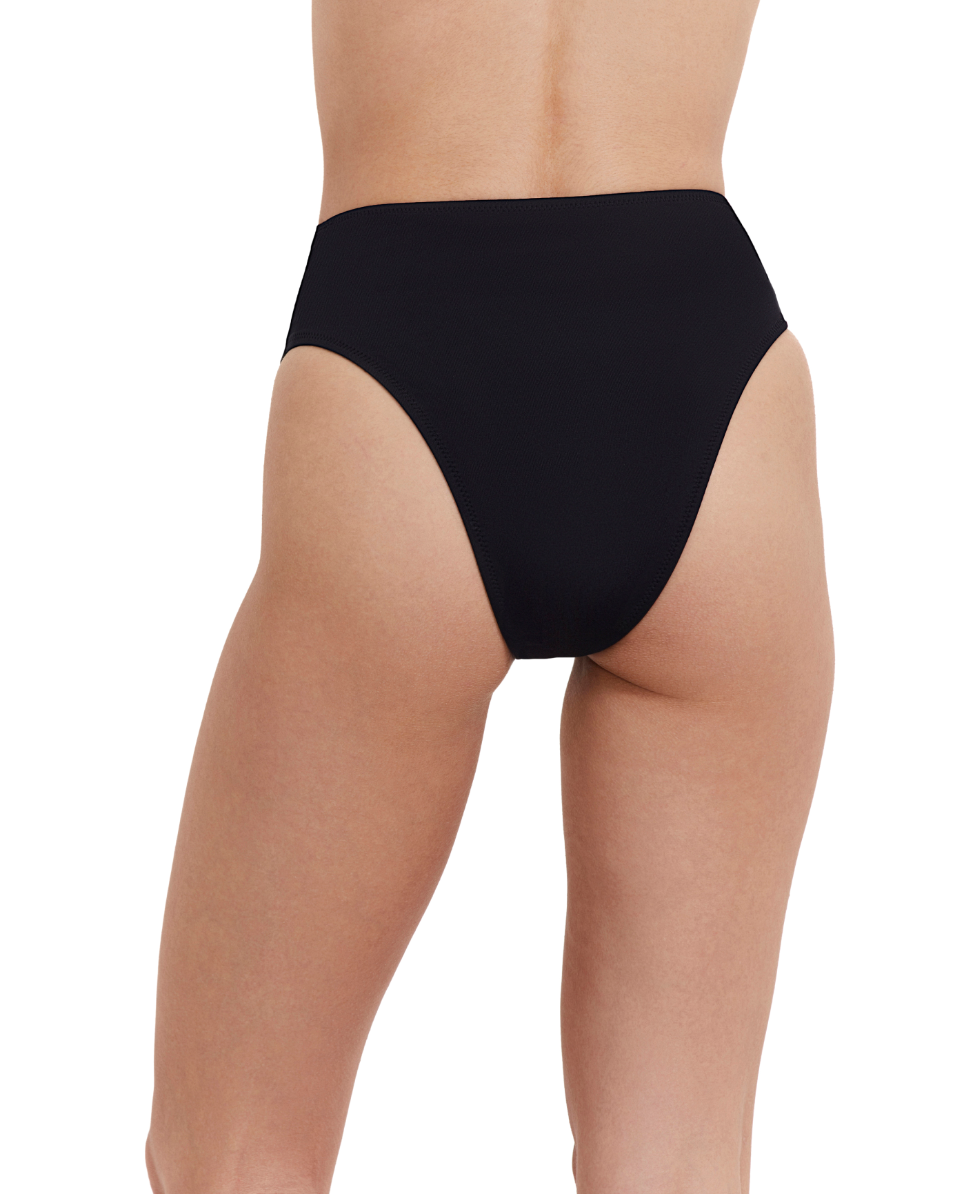 Back View Of Flirtt Solid High Rise High Leg Bikini Bottom | Flirtt Solid Black