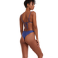 Back View Of Flirtt Solid V Neck Bikini Top | Flirtt Solid Dusk Blue