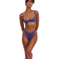 Front View Of Flirtt Solid V Neck Bikini Top | Flirtt Solid Dusk Blue