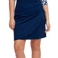 Front View Of Gottex Modest Surplice Tie-Up Skirt | GOTTEX MODEST NAVY