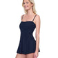 Side View Of Gottex Lattice Bandeau Strapless Swimdress | GOTTEX LATTICE BLACK