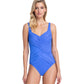 Front View Of Gottex Contour Lattice Square Neck One Piece Swimsuit | Gottex Lattice Sapphire