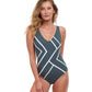 Front View Of Gottex Essentials Full Coverage Mirage V-Neck One Piece Swimsuit | Gottex Mirage Khaki