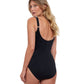 Back View Of Gottex Essentials Mirage Full Coverage Square Neck One Piece Swimsuit | Gottex Mirage Black And White