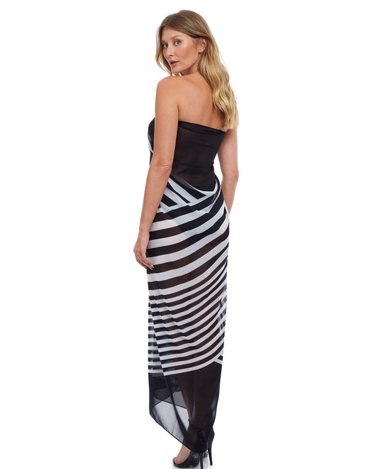 Back View Of Gottex Essentials Mirage Full Length Pareo | Gottex Mirage Black And White